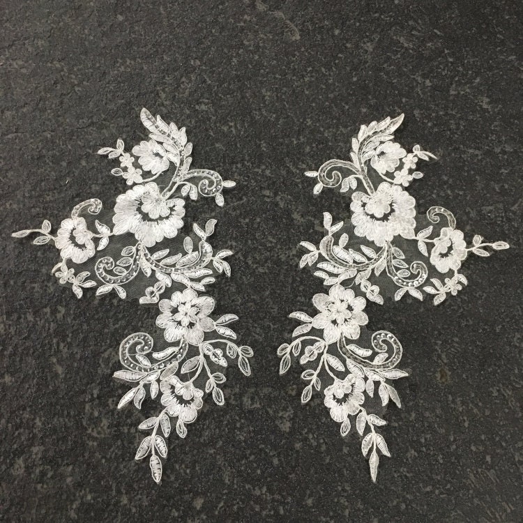 Ein Paar Gute Qualität Spitze Applikation Pailletten Spitzen Applikationen Hochzeit von LIFEOFLACE