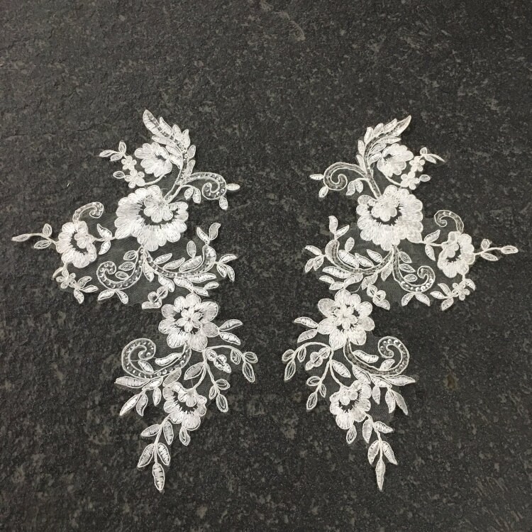 Ein Paar Gute Qualität Spitze Applikation Pailletten Spitzen Applikationen Hochzeit von LIFEOFLACE