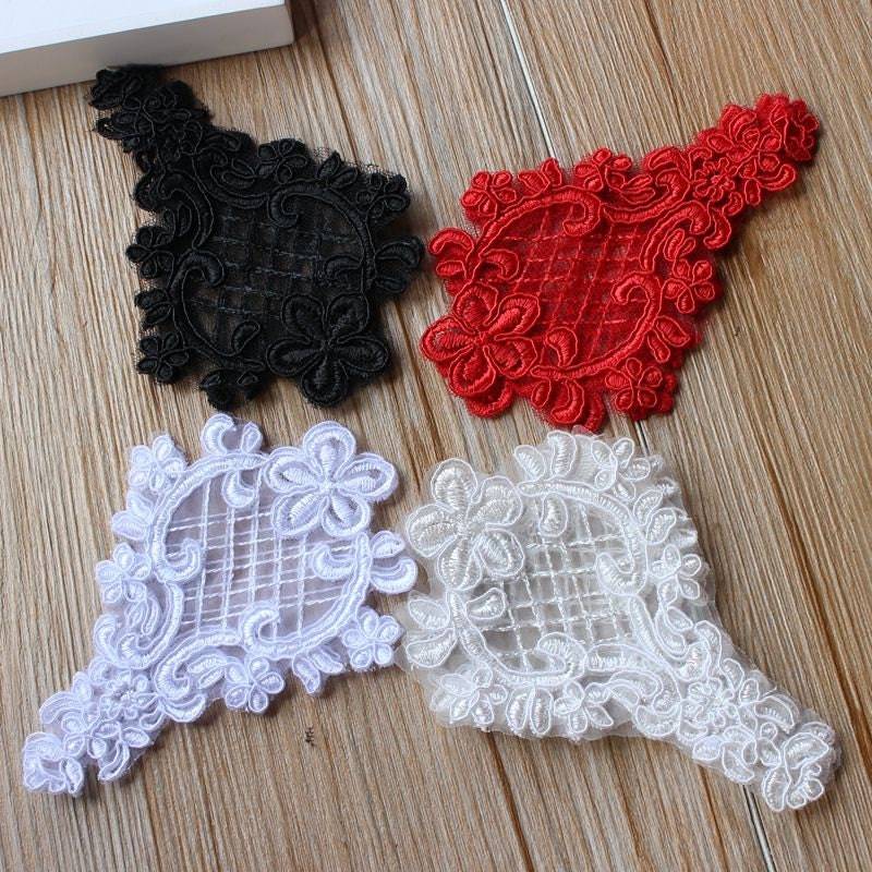Ein Paar Perlen Spitze Applikationen, Hochzeit Kleider Accessoires, Braut Diy Spitzenbesatz von LIFEOFLACE