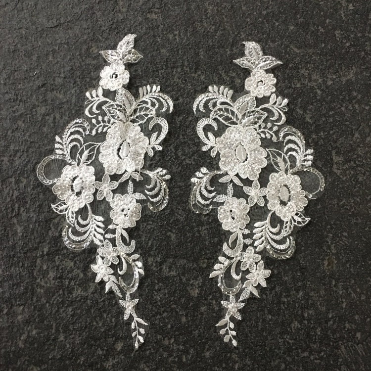 Ein Paar Von Hoher Qualität Elfenbein Spitze Applique Braut Applikationen Hochzeit Kleid Diy Kopfbedeckungen Accessoires von LIFEOFLACE
