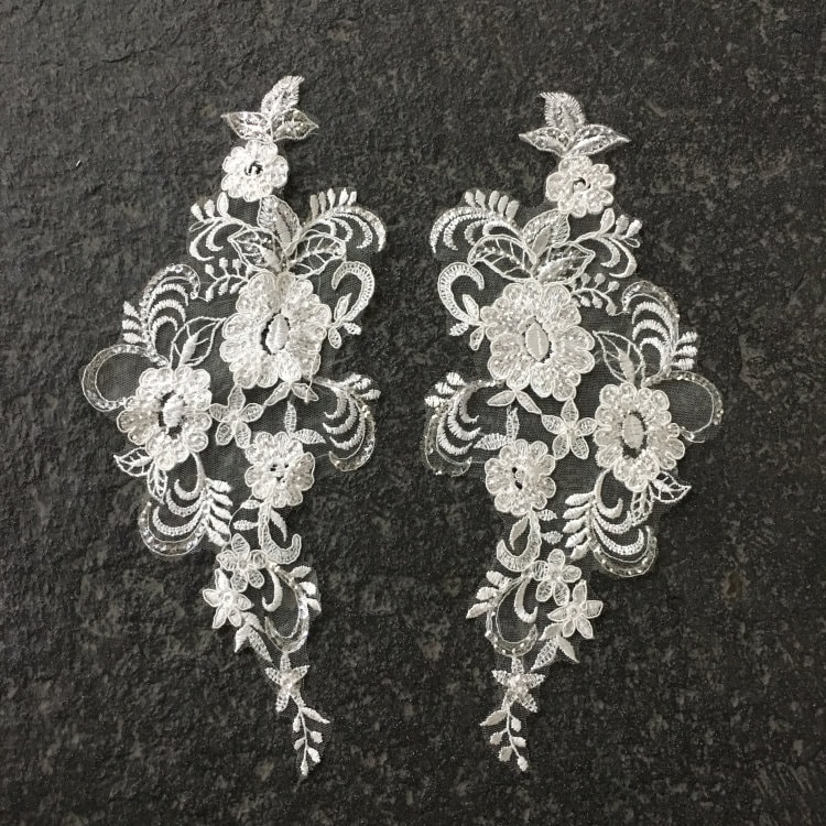 Ein Paar Von Hoher Qualität Elfenbein Spitze Applique Braut Applikationen Hochzeit Kleid Diy Kopfbedeckungen Accessoires von LIFEOFLACE