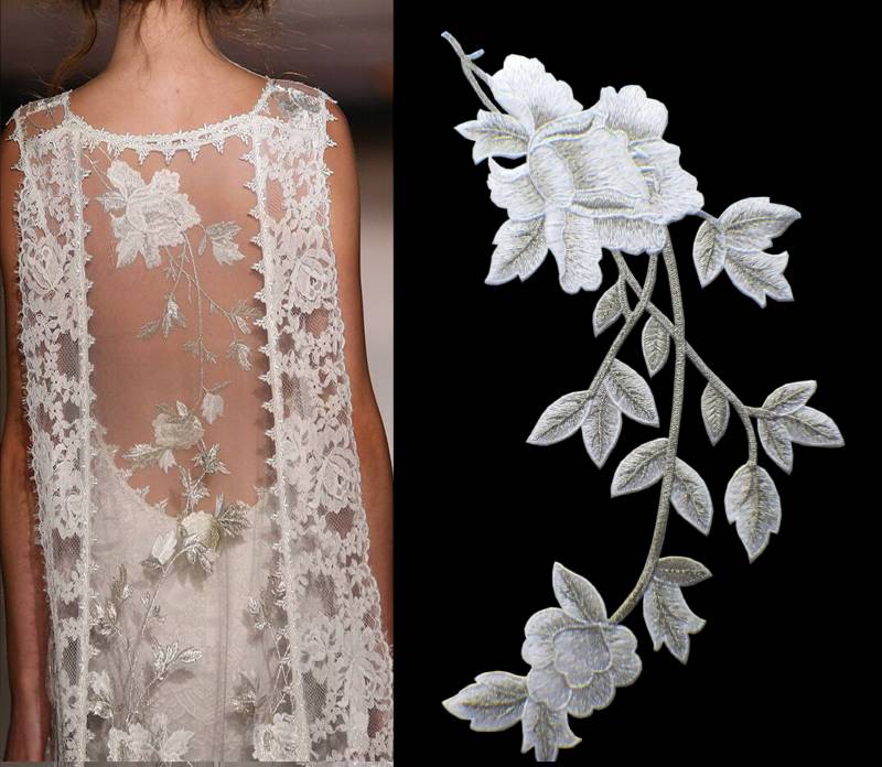 Ein Stück Spitzenapplikation, Exquisites Besticktes Spitzenaccessoire, Kleiderdekoration von LIFEOFLACE