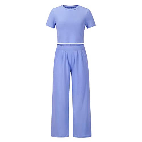 LIFEWEAR Zweiteiler Damen Trainingsanzug Casual Lounge Set Damen Blau Freizeitanzug Loungewear Damen Set Travel Outfit Matching Sets Women Outfit Damen Set Skims Baggy Sommer M von LIFEWEAR