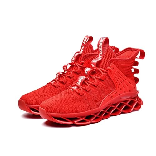 Herren Sport Laufen Gehen Schuhe Trainer für Männer Jungen Gym Athletic Fashions Leichtgewicht Mesh Atmungsaktiv Fitness Anti-Rutsch Bequeme Freizeitschuhe Rot Größe 43 EU von LIFIHIMI