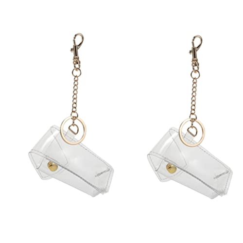 LIFKOME 2stücke Fashionable PVC Lippenstift Leder Schlüsselanhänger Pendant Transparent Tragbar Für Lippenbalsam Dekoration Für Taschen Und Rucksäcke von LIFKOME