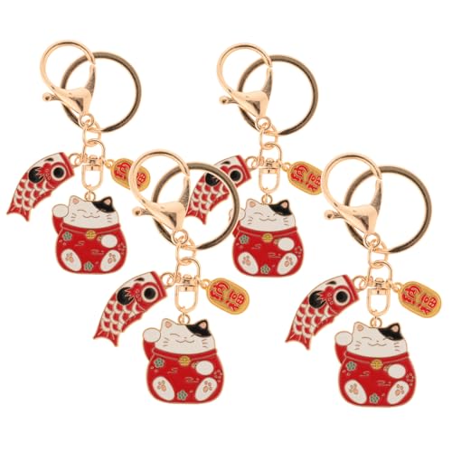 20 STK Glückskatze Schlüsselanhänger Glückliche Schlüsselanhänger Katzenglocke Schlüsselanhänger Kreativer Schlüsselanhänger Glücksbringer Im Auto Hängende Verzierung Rot Legierung LIFKOME von LIFKOME