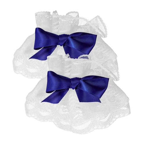 LIFKOME Lolita Handschuhe Spitze Abnehmbare Cuffs Für Damen Romantische Armstulpen Blau Für Hochzeiten Teepartys Und Kostüme von LIFKOME