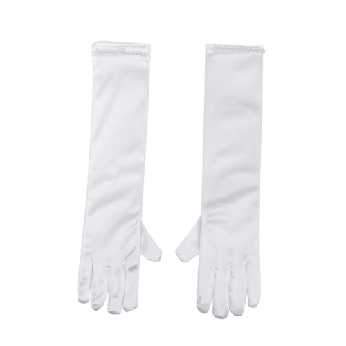 LIFKOME 1paar Hochzeits-handschuhe Für Mädchen Lange Satin Fingerhandschuhe Mit Perlenverzierung Weiß Für Hochzeiten Partys Und Besondere Anlässe von LIFKOME