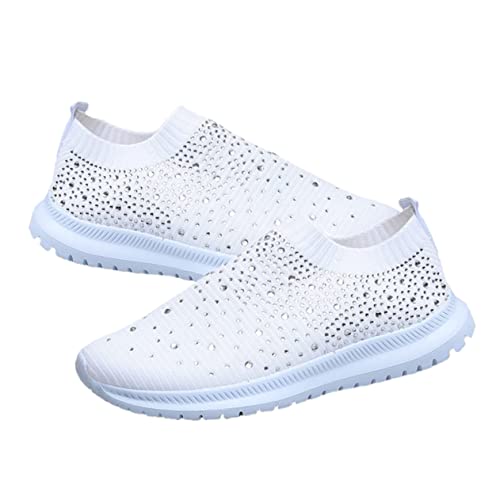 LIFKOME 1 Paar Mesh -Turnschuhe Freizeitschuhe soßiere Laufschuh wmshoes The Summe Strasssteine Erde Funkeln pro Schuhe für Damen im Trend Strassschuhe für Frauen Obermaterial: Mesh Weiß von LIFKOME
