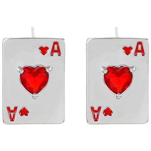 LIFKOME 1 Paar Poker-Ohrringe Poker-Herzen Und Pik-Spielkarten Baumelnde Ohrstecker Für Frauen Und Mädchen Glücksspiel-Schmuckgeschenk von LIFKOME