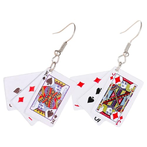 LIFKOME 1 Paar Poker-Ohrringe Spielkarten-Ohrtropfen Coole Lustige Ohrschmuck-Geschenke Für Frauen Und Mädchen Glücksspiel-Partygeschenke von LIFKOME