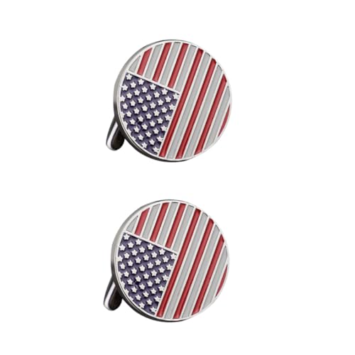 LIFKOME 1 Paar Runde Manschettenknöpfe mit Amerikanischem Flaggen Design Kupfer für Besondere Anlässe Hochzeit oder Business Einfach zu Verwenden und im Stil von LIFKOME