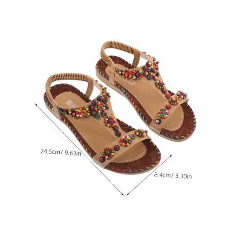 LIFKOME 1 Paar Sommersandalen Für Mädchen: Stilvolle Flache Boho-schuhe – Damensandalen Für Freizeitkleidung, Urlaub Und Outdoor-aktivitäten von LIFKOME