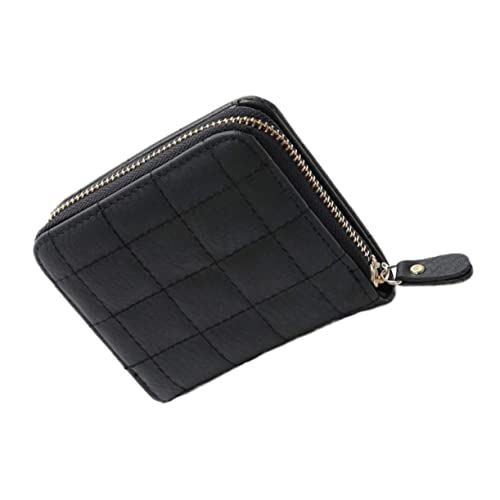 LIFKOME Kleiner Geldbörse Aus Pu Bestickte Münztasche Für Studenten Quadratischer Geldbeutel Schwarz Reißverschluss Handlich Für Karten Und Münzen von LIFKOME