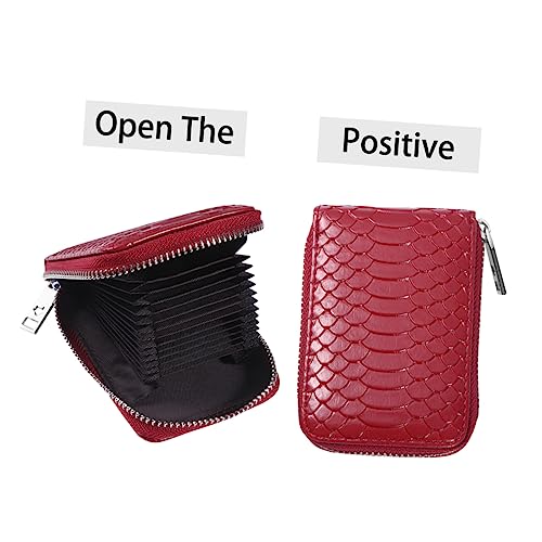 LIFKOME Lederetui Für Herren Mit Reißverschluss Organizer-geldbörse Aus Kartenhalter Vordertasche Kompakt Weinrot von LIFKOME