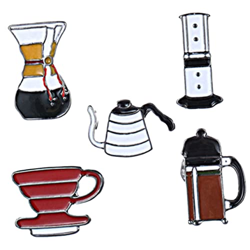 LIFKOME 5stücke Cartoon Kaffeekanne Und Tasse Broschen Niedliche Emaille Pins Für Kleidung Rucksäcke Und Jacken Kreative Für Freunde Und Familie von LIFKOME