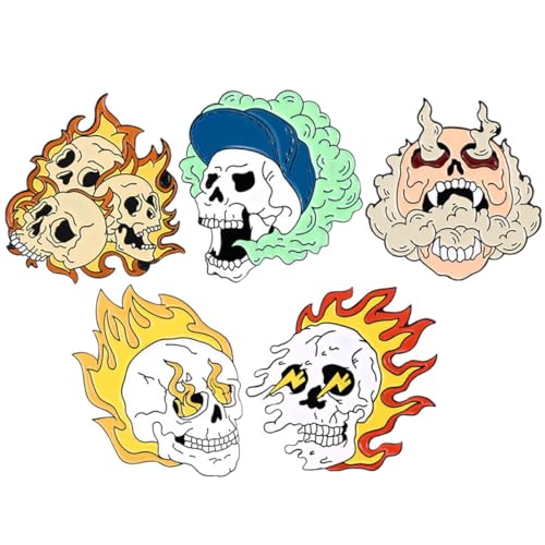 LIFKOME 1 Satz Schädel Brosche Punk Gothic Emaille Pins Für Kleidung Rucksäcke Und Hüte Dekorative Anstecknadeln Für Kreative Outfits Und Diy Projekte 5 Stück von LIFKOME