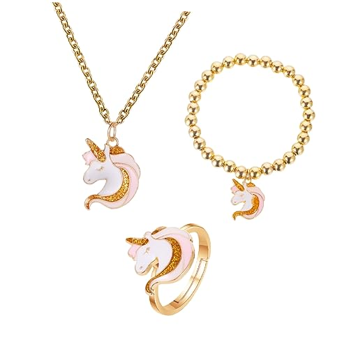 LIFKOME 1 Satz Set mit Einhorn Themen Schmuckset Cartoon Halskette Elastisches Armband und Ring Legierung Perfektes für Freunde und Familie LIFKOME 1 Satz Set mit Einhorn Themen Schmuckset Cartoon Halskette Elastisches Armband und Ring Legierung Perfektes für Freunde und Familie von LIFKOME