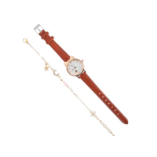 LIFKOME 1satz Damen Armband Und Uhrenset Mit Lederband Quarz-Armbanduhr Und Süßem Sternen-mond-Armband Frauen Und Mädchen von LIFKOME