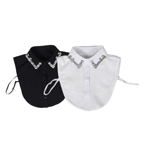 LIFKOME 2stücke Modische Abnehmbare Blusenkragen Für Damen Mit Glasrhinestone-details Falscher Hemdkragen Für Elegante Outfits Vielseitig Und Bequem Für Jeden Anlass von LIFKOME