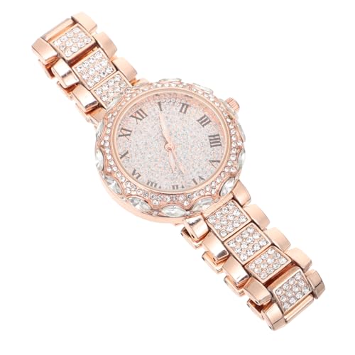 LIFKOME Damen-Armbanduhr Mit Rhinestone Verstellbares Armband Stilvolle Quarzuhr Für Büro Und Freizeit Für Frauen Und Studentinnen Roségoldfarben von LIFKOME