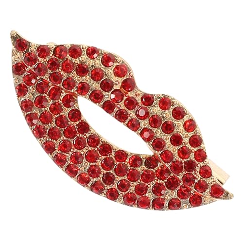 LIFKOME Rote Lippen Brosche Kreative Modeschmuck Glänzende Anzug-brosche Schickes Revers-accessoire Für Kleidung Damen von LIFKOME
