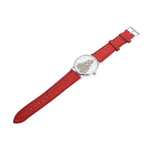 LIFKOME 1 Stück Damen Armbanduhr mit Weihnachtsbaum Design Quarzuhr für Frauen mit Lederarmband für Weihnachten Geburtstage und Jubiläen von LIFKOME