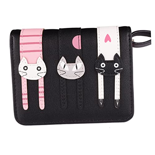 LIFKOME 1stück Damen Geldbörse Kurz Mit Katzenmuster Reißverschluss Und Fächern Portemonnaie Für Alltag von LIFKOME