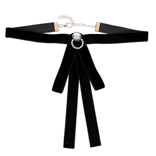 LIFKOME 1 Stück Krawatte blaue Fliege Brosche rotes Band Schuluniform-Schleife Bögen seidenband ribbon beads bowtie nachgemachte Perlenschleife einheitliche Fliege Imitationsperlen Black von LIFKOME