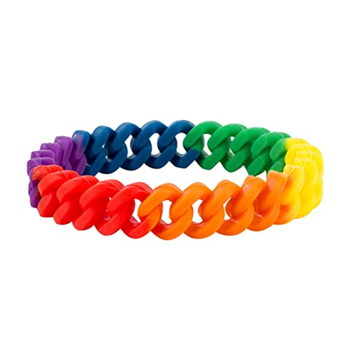 LIFKOME Regenbogen Armband Aus Bunte Silikon Armreife Personalisiertes Kettenglied Für Mädchen Frauen Und Männer Modisches Handgelenkschmuck von LIFKOME