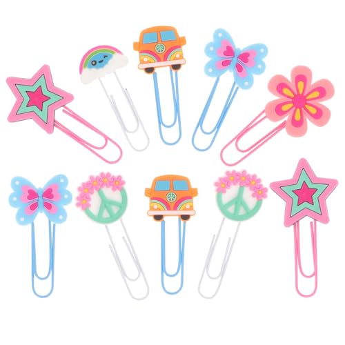 LIFKOME 10 Stück Kleine Cartoon Büroklammern mit Hoher Klemmkraft Vintage Hippie Lesezeichen für Büro und Schule Langlebig und Leicht Niedliche Papierklammern zur Dokumentenorganisation von LIFKOME