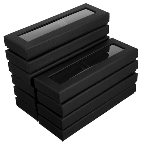 LIFKOME 10 Stück Teiliges Geschenkbox mit Transparentem Sichtfenster Langlebige Papierverpackung für Stifte Vielseitige Aufbewahrung Kleiner Gegenstände Wie Schmuck und Uhren Schwarze von LIFKOME