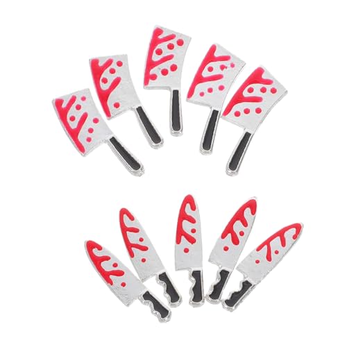 LIFKOME 10 Stück Teiliges Halloween Nagel-deko mit Blutigen Messer Charms Stabile Metall Nail Art Studs DIY Maniküre Zubehör für Festliche Langlebige Nagelgestaltung von LIFKOME