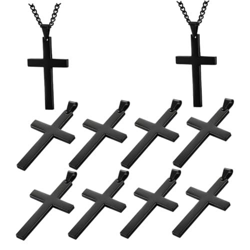LIFKOME 10stücke Schwarze Kreuzkette Mit Kreuzanhänger Für Herren Kette Zeitgenössisches Design Leicht Und Robust Geeignet Für Männer Und Jugendliche von LIFKOME