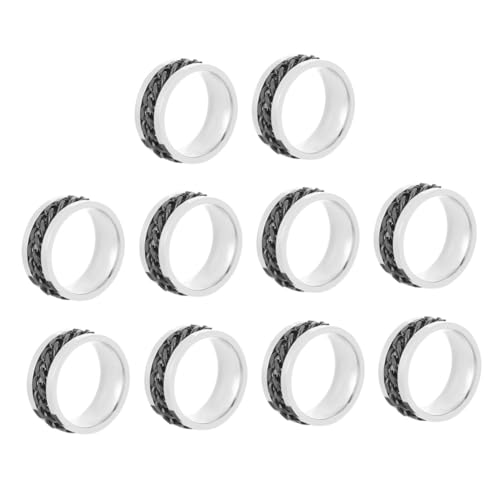 LIFKOME 10 Stück Titanstahl Herrenring Stylischer Edelstahl Fingerring mit Drehbarem Ketten design Modisch und Langlebig Multifunktionaler Flaschenöffner für Partys und Alltag von LIFKOME