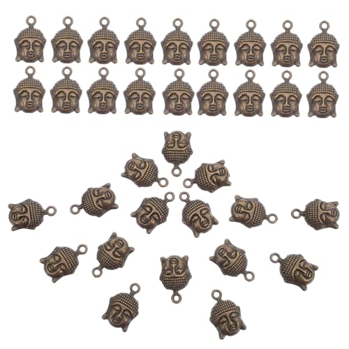 LIFKOME 100 Stück Vintage Buddha Kopf Anhänger Metalllegierung mit Tibetische Perlen für Schmuckherstellung DIY Armbänder Schlüsselanhänger und Bastelprojekte Langlebig und Vielseitig von LIFKOME