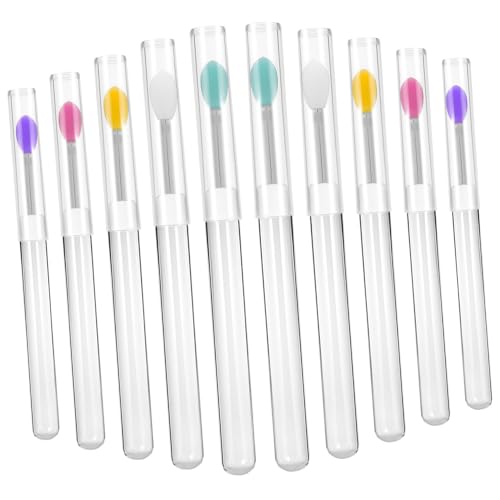 LIFKOME 10Stücke Silikon Lippenstiftpinsel Teiliges Wiederverwendbares für Lippenbalsam und Lidschatten für Zuhause und Unterwegs mit Praktischen Deckeln von LIFKOME