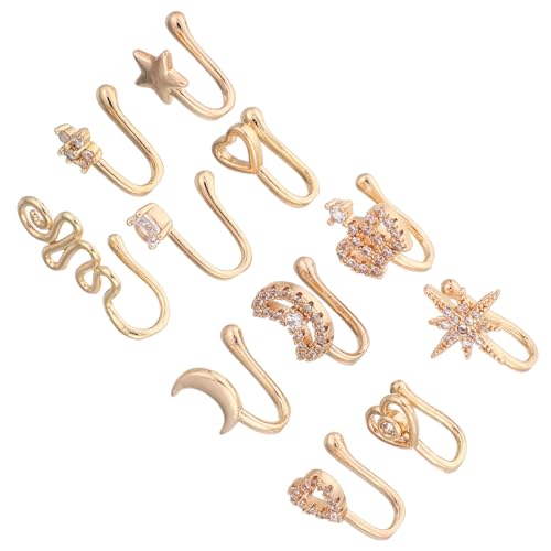 LIFKOME 11 Stück Teiliges Fake Nose Rings aus Kupfer mit Zirkonbesatz Hautfreundliche nicht Durchbohrte Nasenclips Modische Septum Ohrknorpelringe Vielseitiger Schmuck für Damen und Herren von LIFKOME