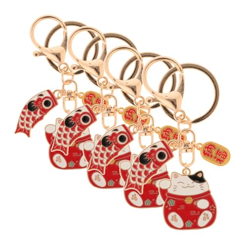 LIFKOME 12 STK Glückskatze Schlüsselanhänger Feng-Shui-schlüsselanhänger Feng Shui Katze Keychian Lebensechter Modellschlüsselring Japanische Schlüsselanhänger Autoanhänger Rot Legierung von LIFKOME
