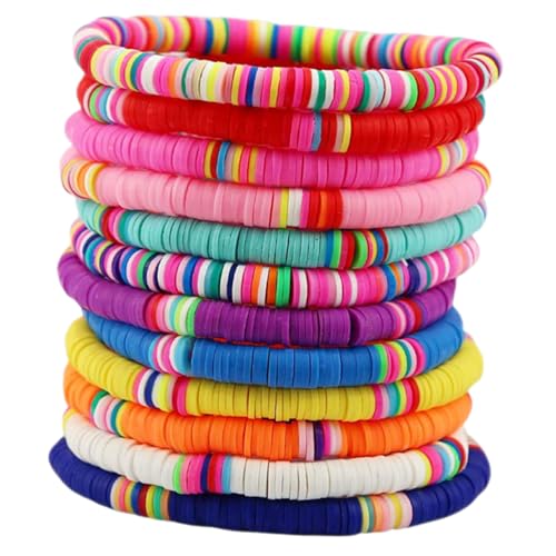 LIFKOME 12 Stück Armband aus Ton bracelet set boho armbänder Armband-Set Mode Armbänder Fußkettchen Schmuck Reifen Bausatz böhmische Stretcharmbänder Armbänder für Mädchen Polymer-Ton von LIFKOME