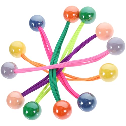 LIFKOME 12 Stück Teiliges Bonbonfarbener Haargummis mit Doppelten Kugeln Elastische Ponytail halter Elastische Haarbänder für Damen und Mädchen Rutschfest Vielseitig für Pferdeschwanz von LIFKOME