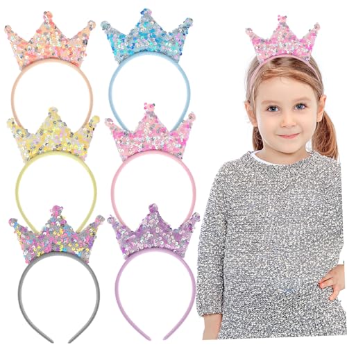 LIFKOME 12 Stück Teiliges Mädchen Haarreifen Glitzernde Tiara Pailletten Haarreifen für Party Kindergeburtstag Kostümfest in Rosa Blau Gelb Koralle Violett Bequem und Vielseitig von LIFKOME