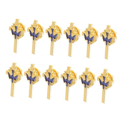 LIFKOME 12stücke Taubenkreuz-anstecknadeln Aus Emaille-legierung Broschennadeln Im Vintage-stil Religiöse Broschen Für Damen Tauben-taschenbroschen Kreuztaschen-anstecknadeln Für von LIFKOME