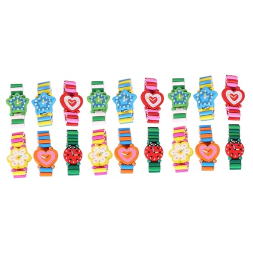 LIFKOME 3sets Uhr Holz Handwerk Cartoon Simulation Armbanduhr Sicher Für Kinder Zufällige Farbe 6 Stücke * 3 von LIFKOME