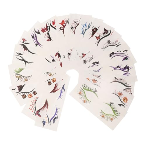 LIFKOME 19 Stück Teiliges Halloween Augen-make-up Tattoo Wasserdichte Augen-make-up Sticker mit Kürbis und Spinnennetz Sanft Entfernbar Temporäre Eyeliner und Lidschatten Tattoos für von LIFKOME