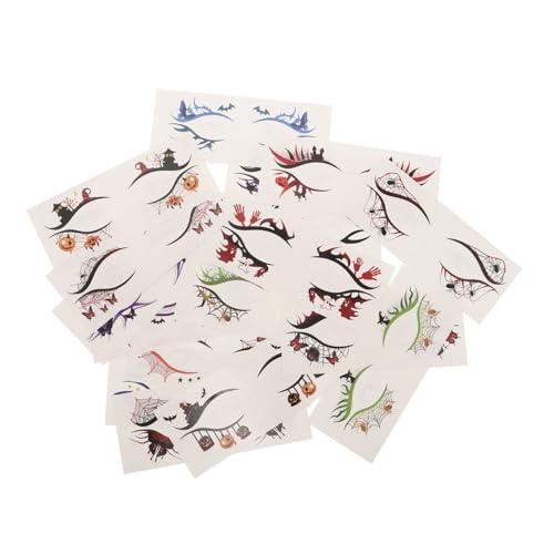 LIFKOME 19 Stück Wasserdichte Augen Make Up Aufkleber Spinnennetz Eyeliner Aufkleber Fledermaus Eyeliner Kürbis von LIFKOME