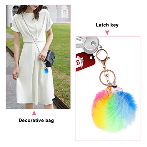 LIFKOME 1Pc Farbenfrohe Einhornpelzkugel Anhänger Einhornstifte Key Ring Wallet Chain Toy Key Key Pendant Plüsch Hamster Schlüsselbund Pinkschlüsselkettenschlüsselkette Lanyard Mit Id von LIFKOME