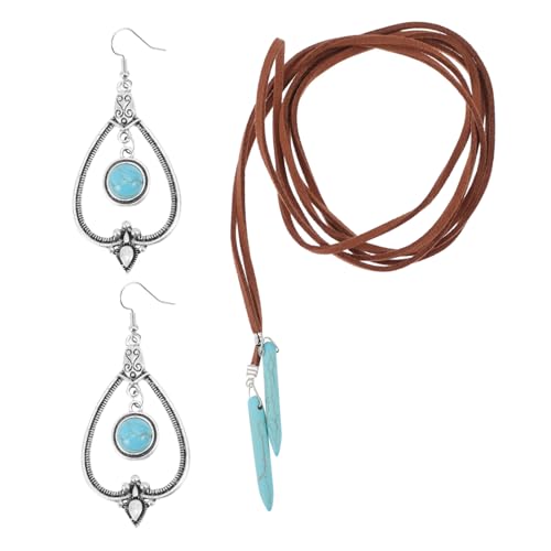 LIFKOME Türkis Schmuckset für Damen Böhmische Halskette und Ohrringe Langlebig und Leicht für Partys und Alltag Türkisfarbene Accessoires von LIFKOME