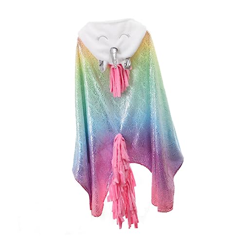 LIFKOME Einhorn Umhang Kinder Flanell Schal Bunte Decke 140x110cm Warmes Heißpräge Design Vielseitiger Poncho Für Mädchen Für Partys Und Zuhause Komfortabel Und Farbenfroh von LIFKOME