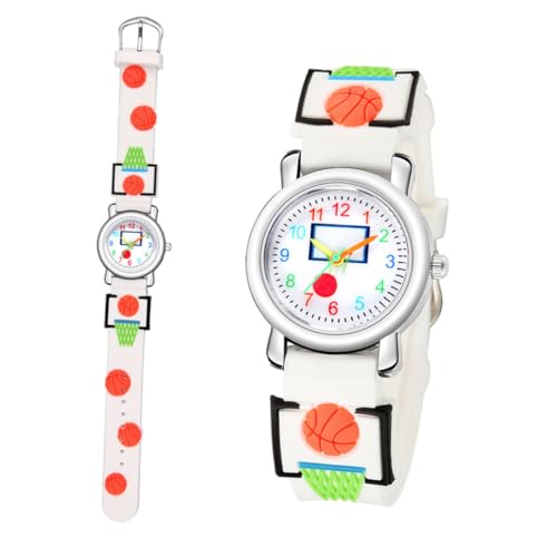 LIFKOME Kinderuhr Quarzuhr Cartoon Basketball-Design Armbanduhr Schöne Handgelenksdekoration Für Mädchen Und Jungen Farbe von LIFKOME